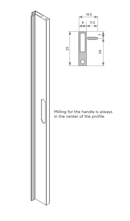 Perfil GLIX WOOD para puerta de madera
