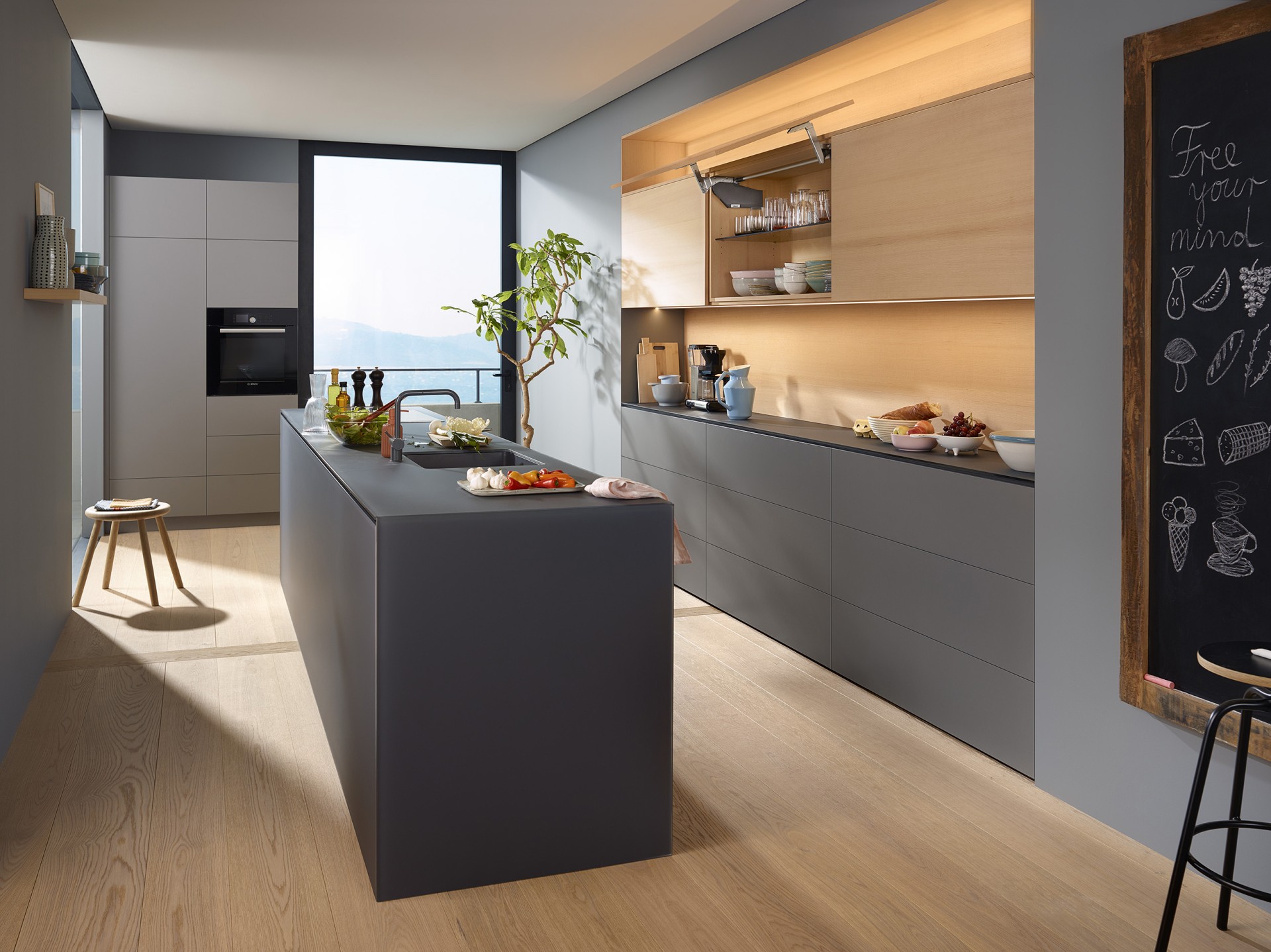 Tapas para AVENTOS HS SERVO-DRIVE, color gris oscuro, incluye 2 activadores y 6 distanciadores 