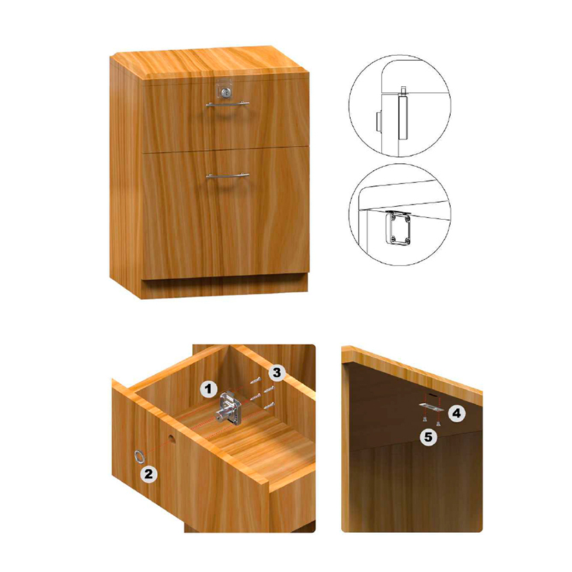 Cerradura con resorte para cajón de madera