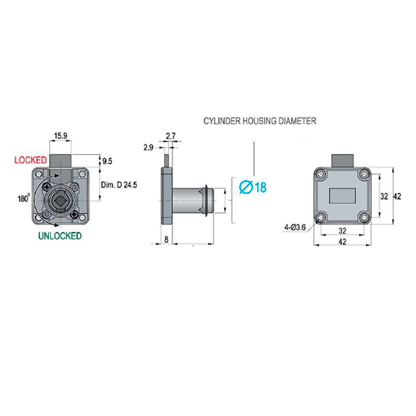 Cerradura con resorte para cajón de madera
