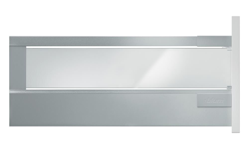 Cajón TANDEMBOX antaro con galería y elemento de inserción en metal o vidrio satinado, altura D, color gris