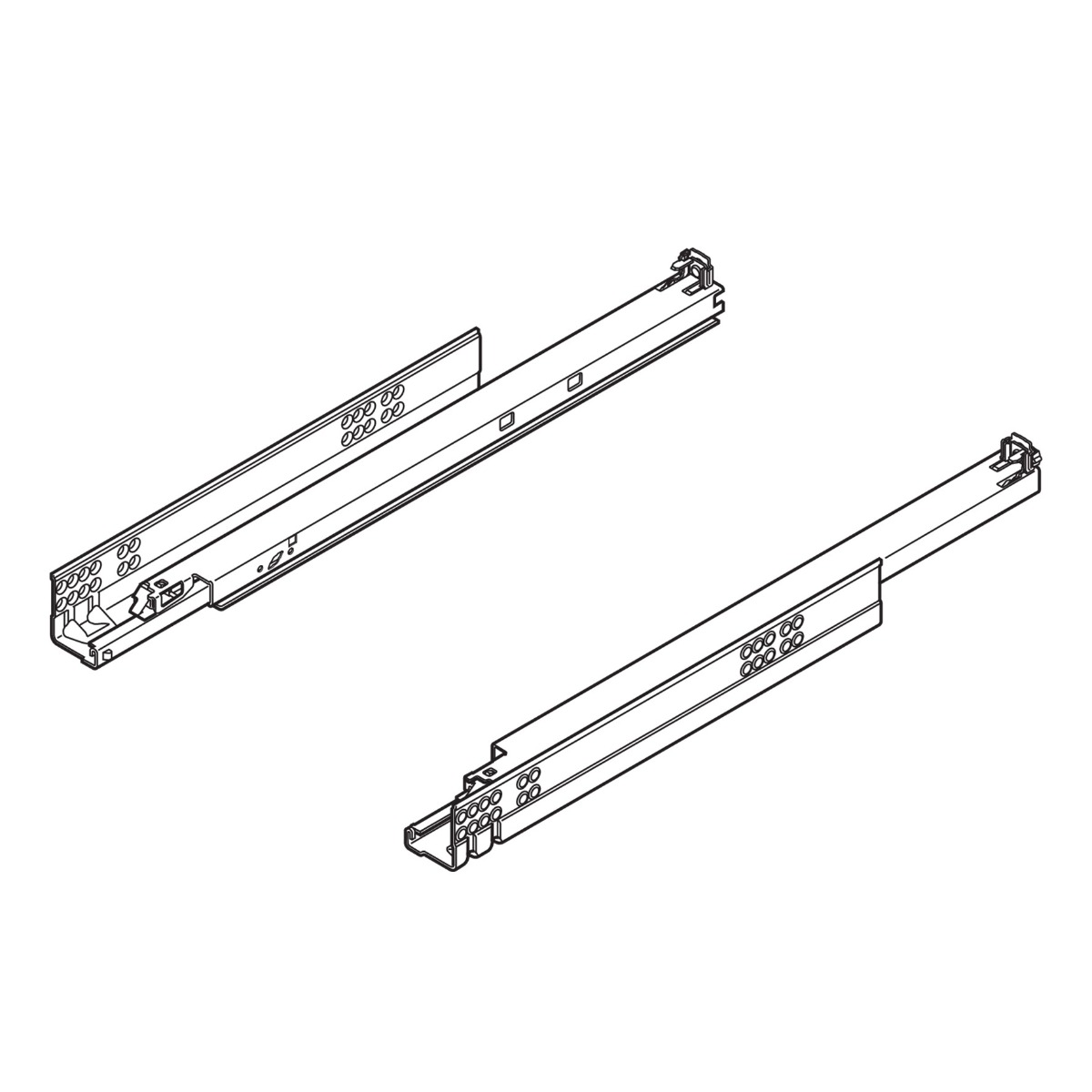 Correderas ocultas TANDEM BLUMOTION, extensión total, longitud 500mm, 30kg.