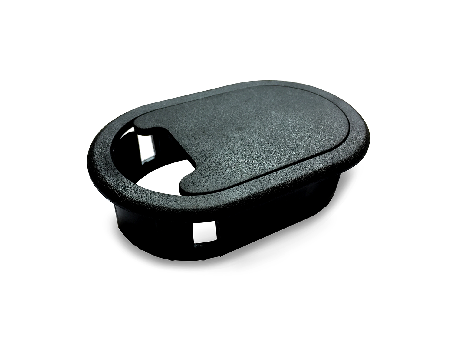 Pasacables ovalado para escritorio o mesa de 30 mm de altura, color negro