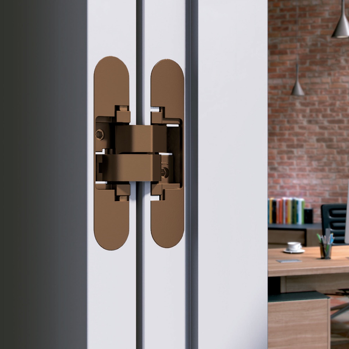 Bisagra oculta AN 140 3D para puerta de comunicación, capacidad de carga 40 kg por par