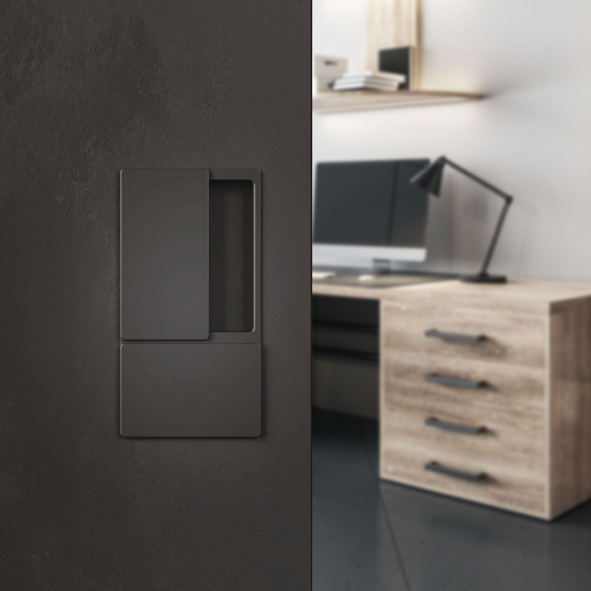 Jaladera WAVE para puerta corrediza de paso, color negro