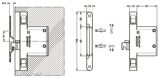 Colgador oculto JOURNEY 821 para embutir en costado de gabinetes 