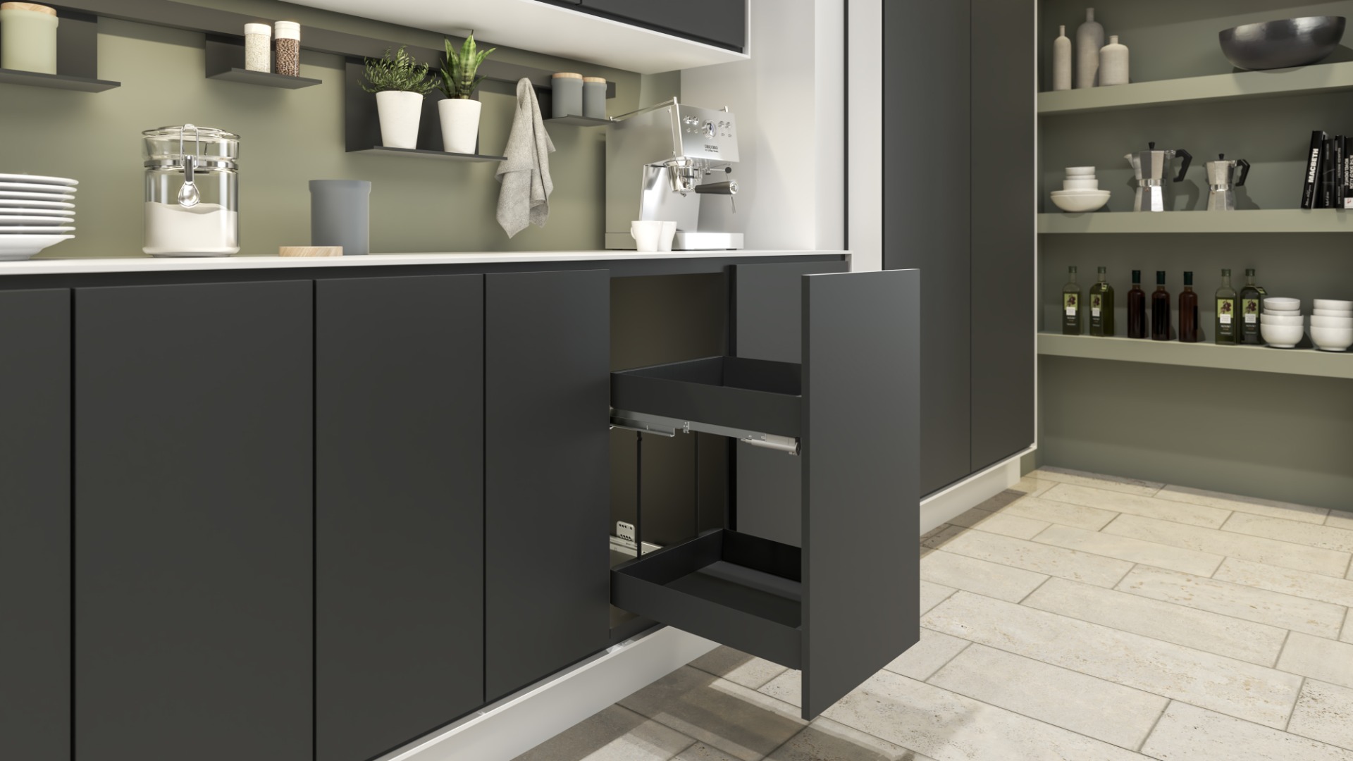 Extraíble para gabinete bajo K-LINE, color antracita