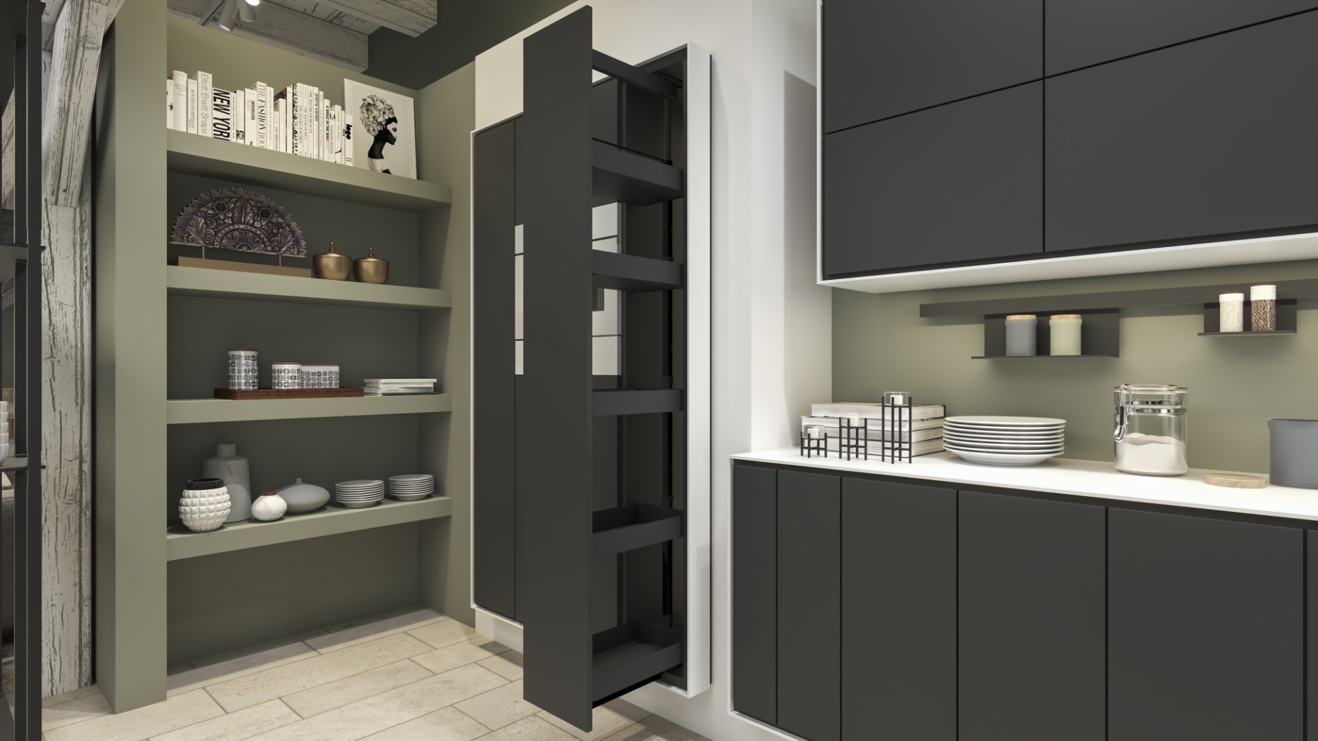 Set de 2 entrepaños para DISPENSA K-LINE de 300 mm, acabado antracita