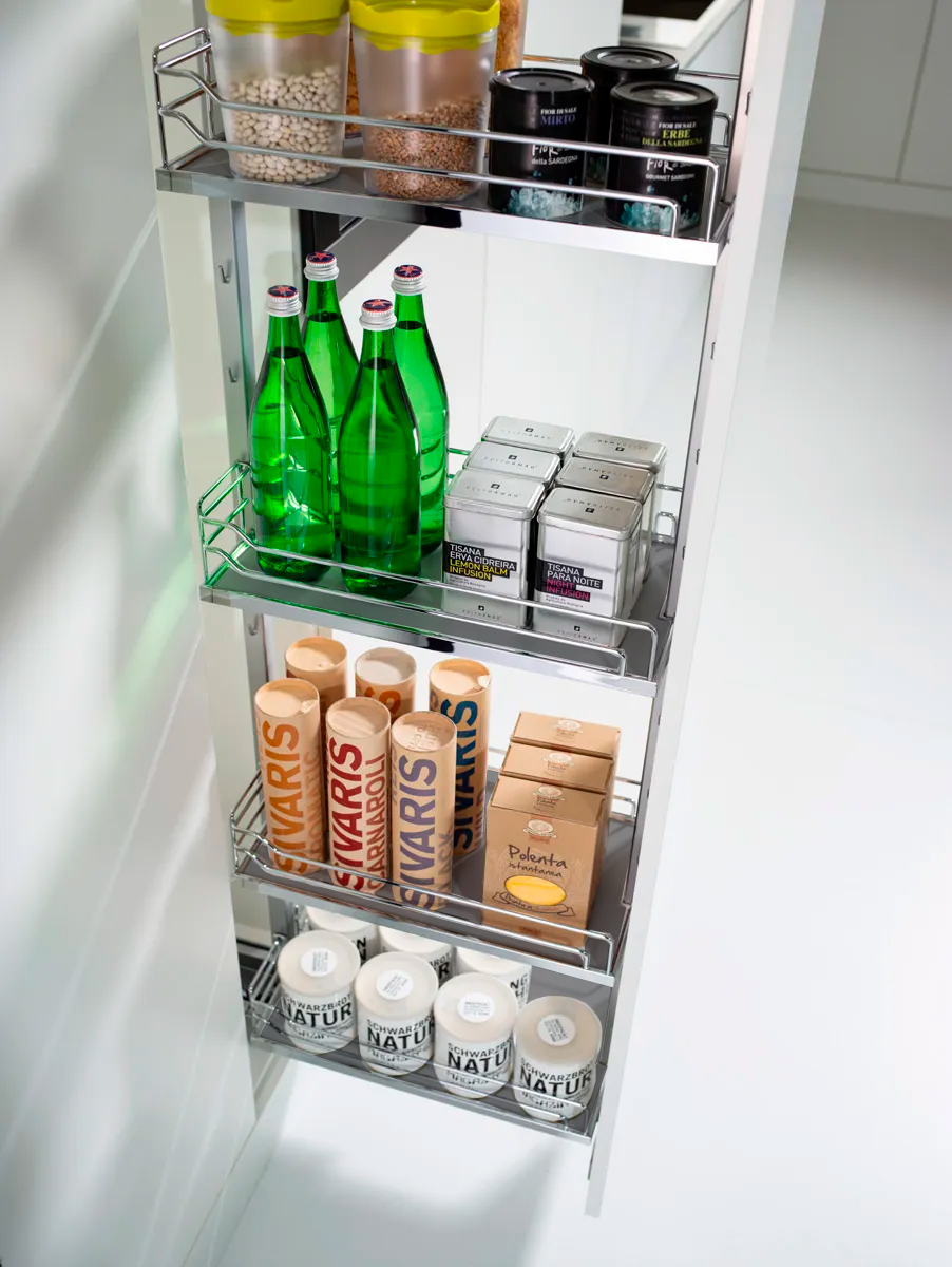 Kit 11 - Extraíble para cocina DISPENSA con 6 entrepaños GRAY para mueble de 300 mm de ancho