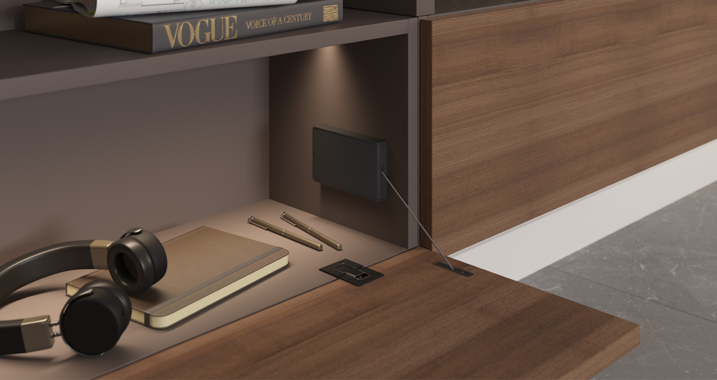 Sistema de apertura KIARO EASY para mueble de madera, color antracita