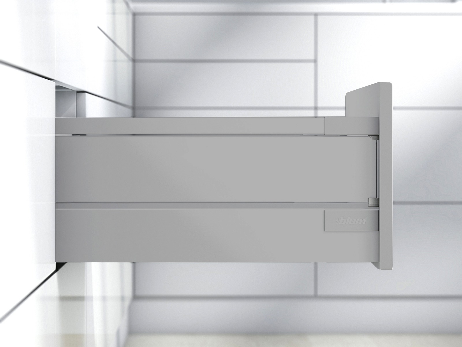 Cajón TANDEMBOX antaro con galería y elemento de inserción en metal o vidrio satinado, altura D, color gris