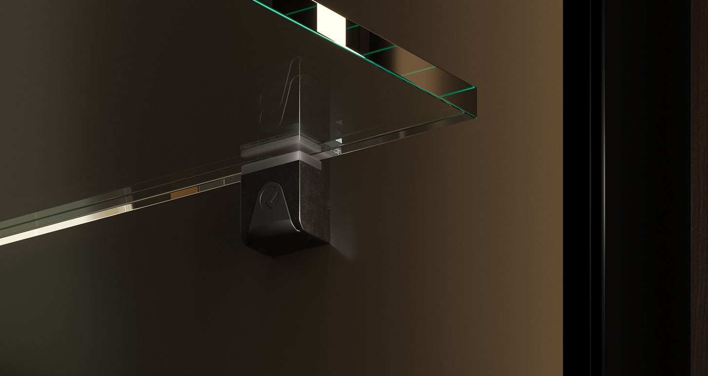 Soporte para entrepaño de vidrio KUBIC 