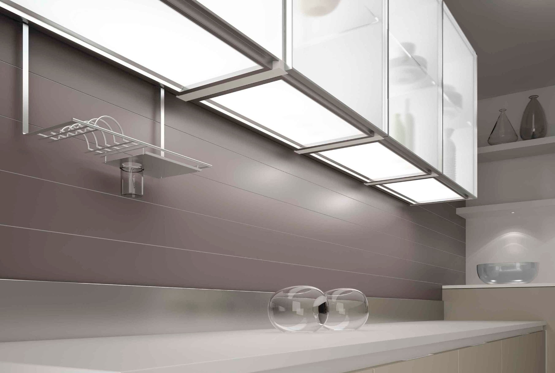 Lámpara para entrepaño NEBULA con touchled, para mueble de 600 mm, luz natural | M12