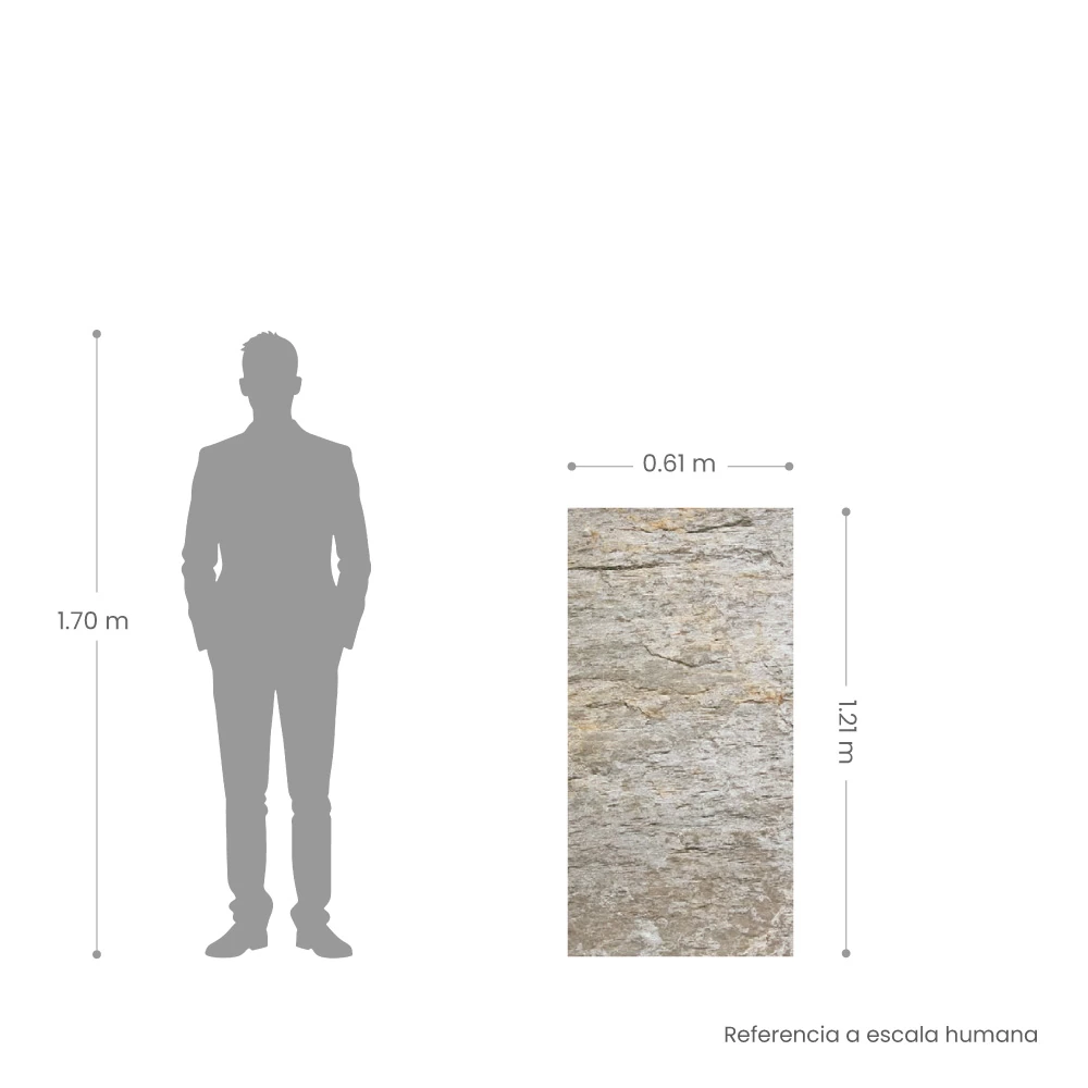 Laja de piedra, modelo SILVER SHINE, Stone Veneer, respaldo de tela, medida 121 x 61 cm 