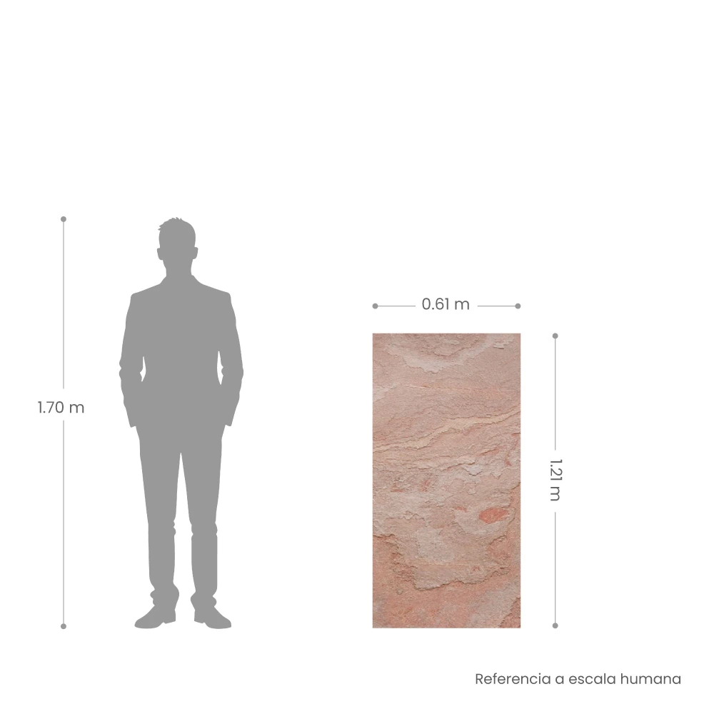 Laja de piedra, modelo TERRA RED, Stone Veneer, medida 121 x 61 cm 
