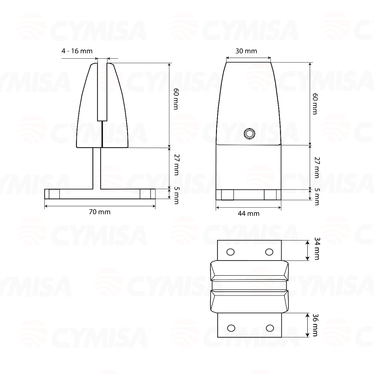 Soporte para mampara LAMP 2, espesor de cubierta máx. 27 mm