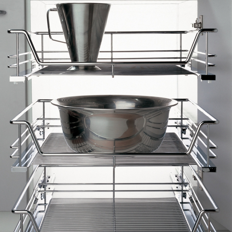 Canastillas para gabinete de cocina en acabado cromado 