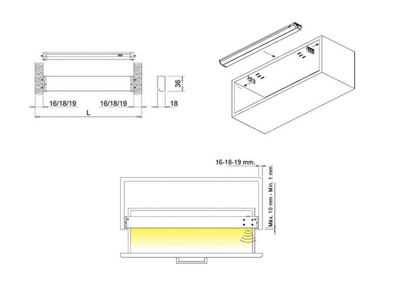 Lámpara LEAF DR para cajón de 1200 mm, luz fría | M12
