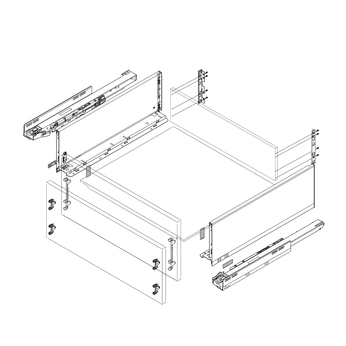 Costados LEGRABOX, altura C, longitud 500mm, negro terra mate