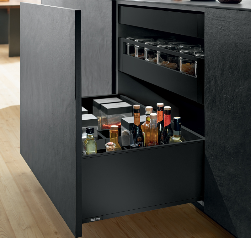 Cajón LEGRABOX Pure altura F, color negro terra mate