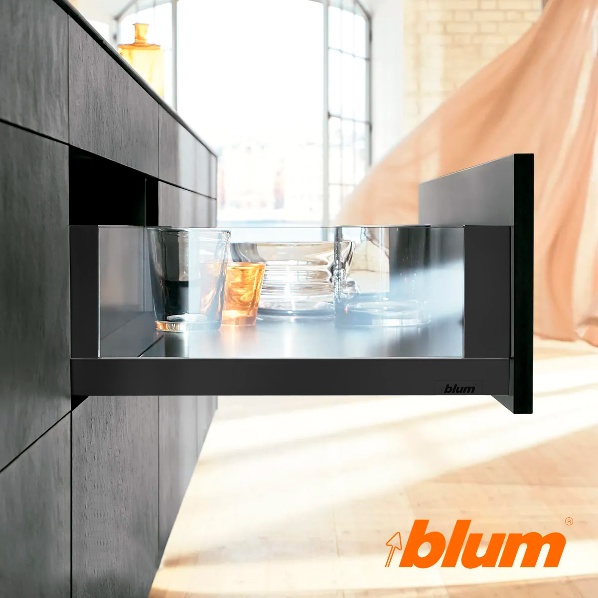 Juego de costados LEGRABOX Free, altura C, longitud 500 mm, negro carbón mate