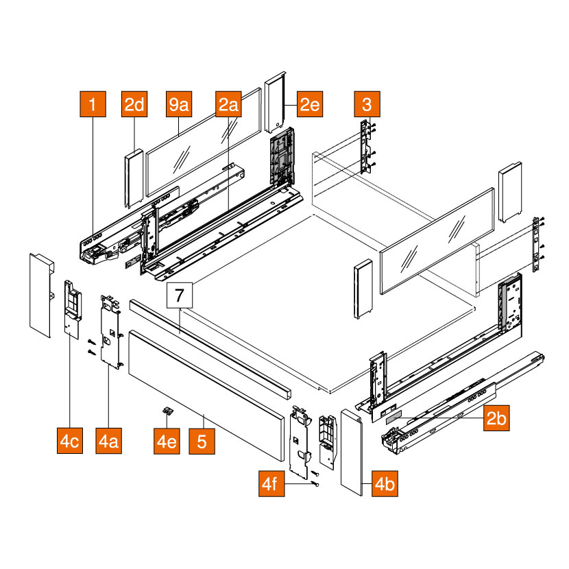 Cajón interior LEGRABOX free altura C, con galería frontal, color negro carbón mate