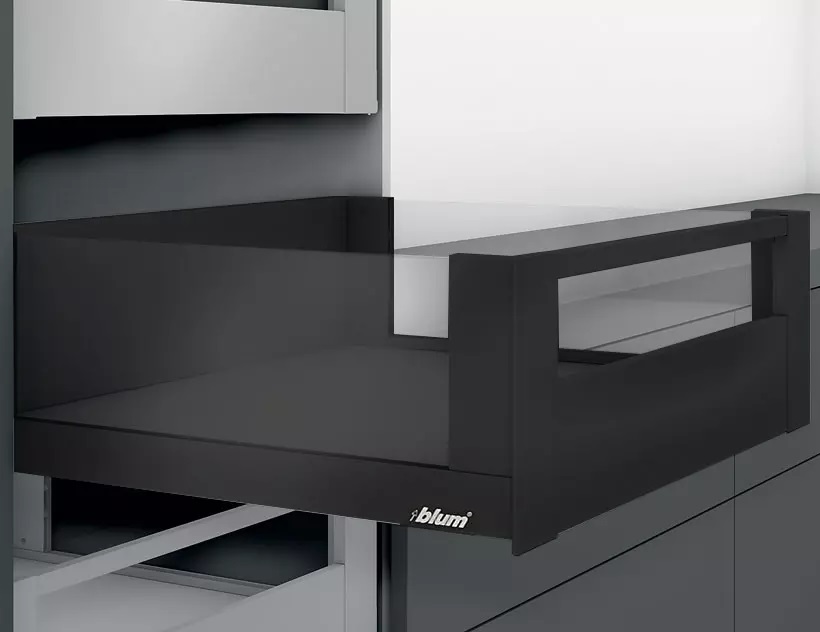 Cajón interior LEGRABOX free altura C, con galería frontal, color negro carbón mate