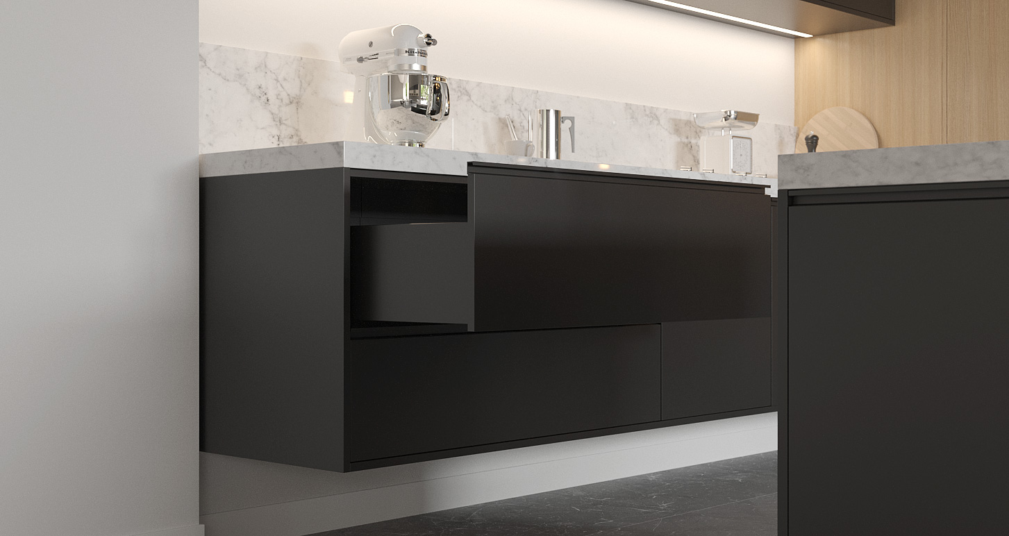 Colgador oculto LIBRA H7 para gabinetes bajos