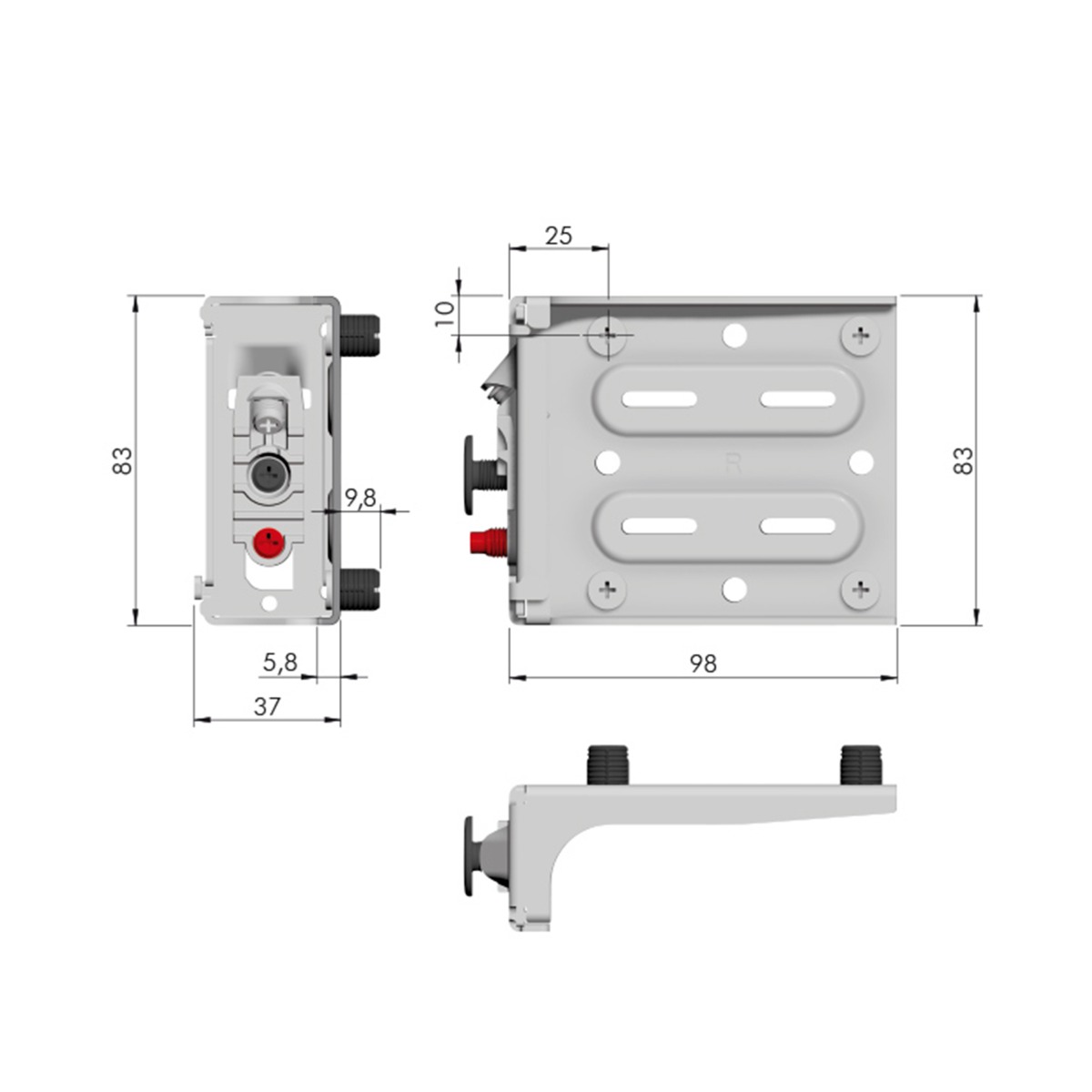 Colgador oculto LIBRA H11 para gabinetes bajos con taquetes premontados