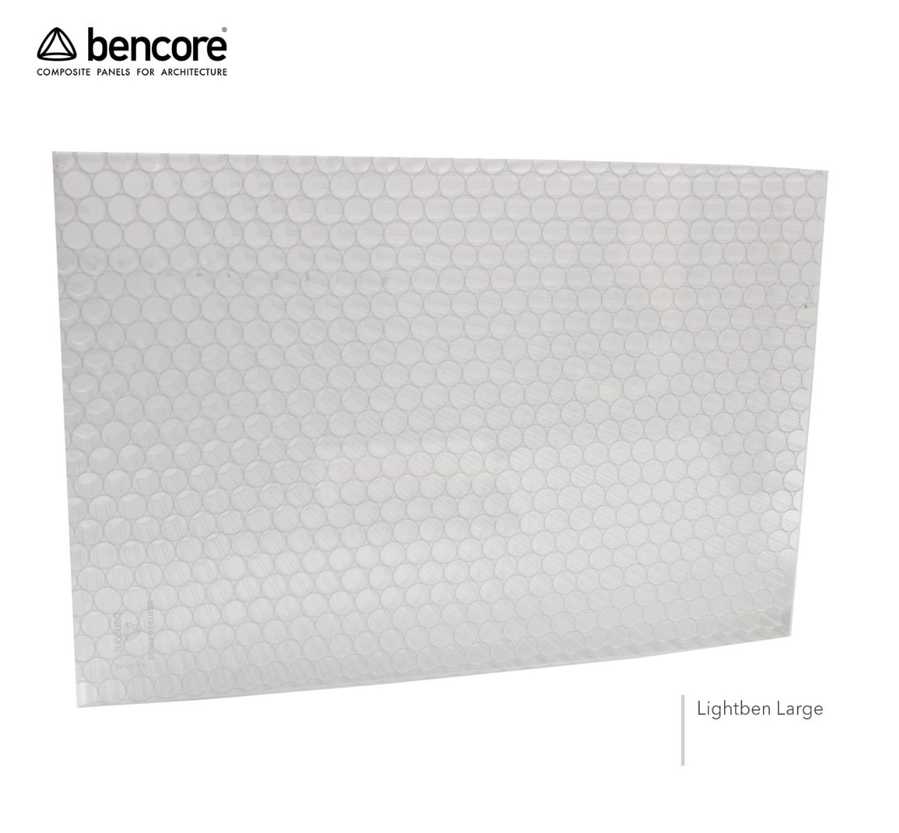 Muestra de panel translúcido BENCORE tamaño 210 mm x 297 mm