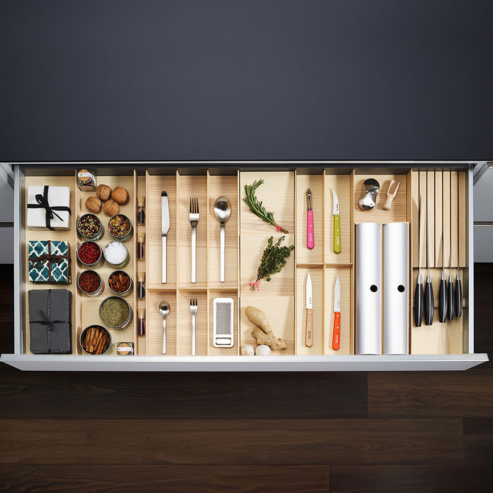 Sistema de organización para cajon cubertero de cocina encino blanco