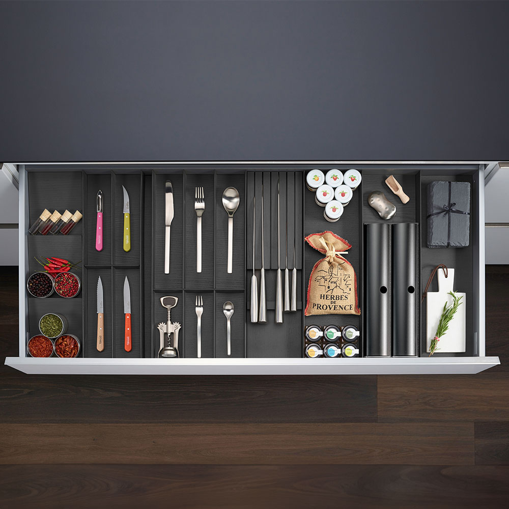 Sistema de organización para cajon cubertero de cocina fresno negro