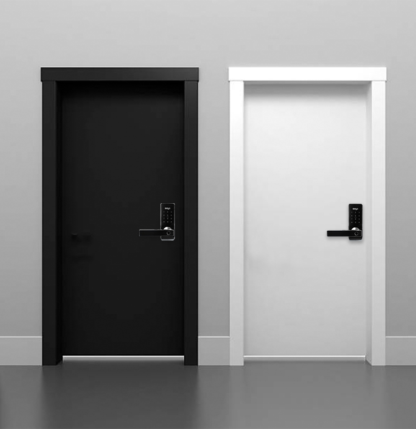 Cerradura inteligente FREYA con manija para puerta interior, acabado negro