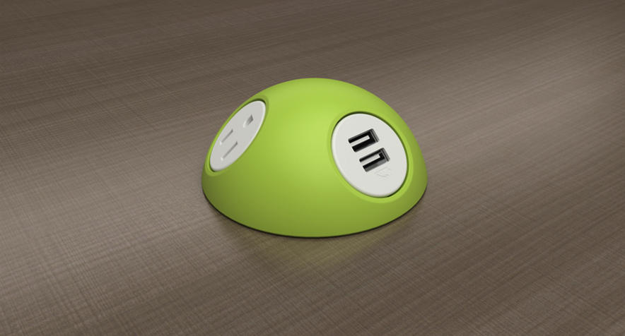 Multicontacto HEMISPHERE con conexión eléctrica y entrada USB para dispositivos móviles