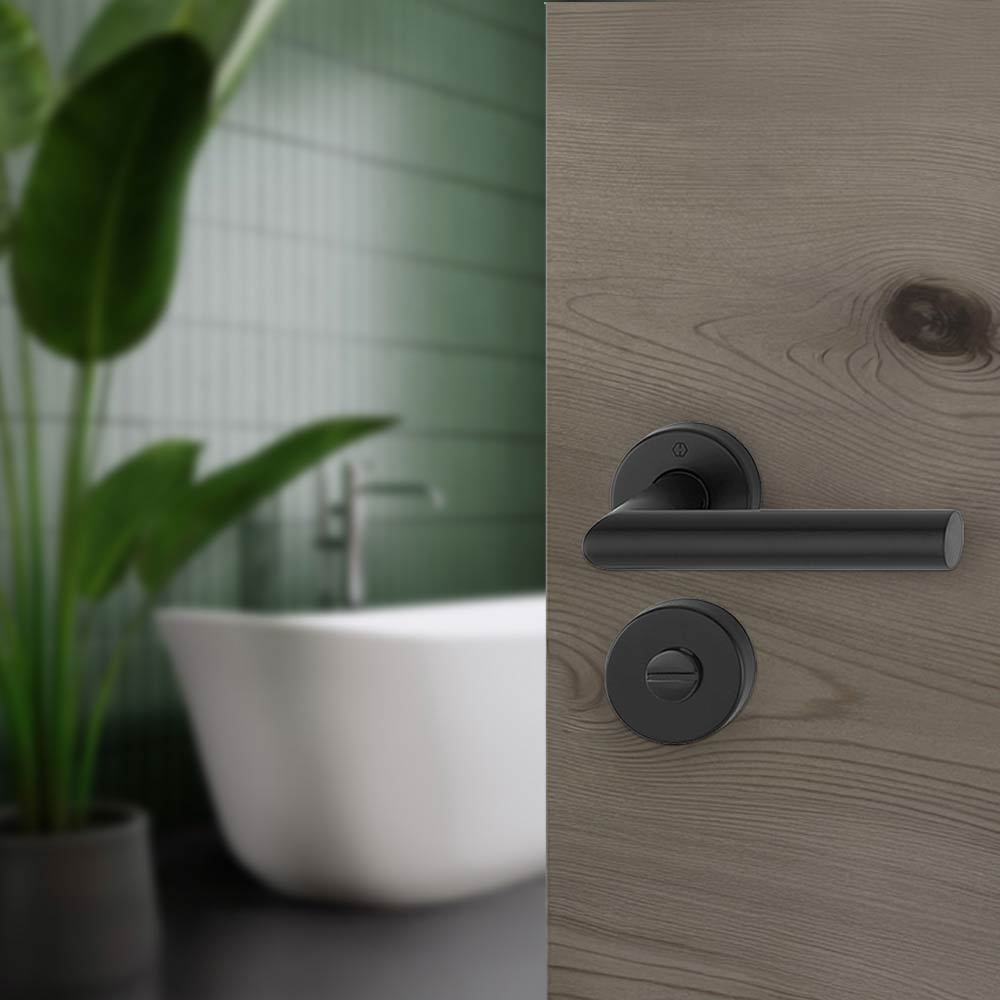 Manijas AMSTERDAM para baño, para puerta de 40-45mm, acabado negro mate