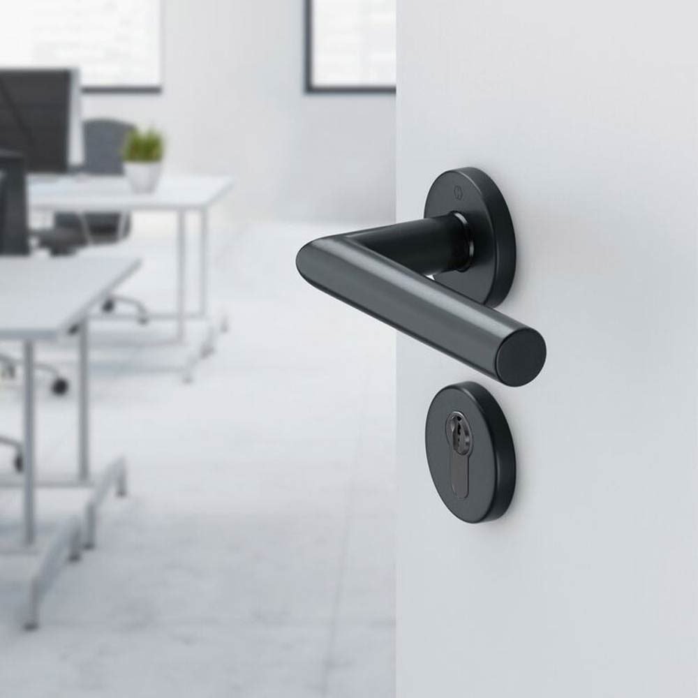 Manijas AMSTERDAM para recámara, para espesor de 65-75mm, acabado negro mate