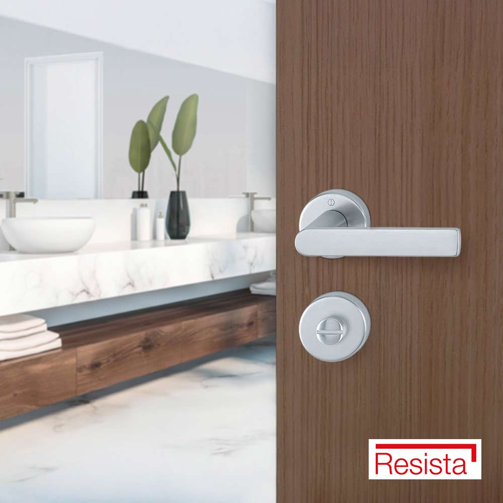 Manijas LOS ANGELES Resista® para baño, para espesor de 38-47mm, acabado cromo satinado