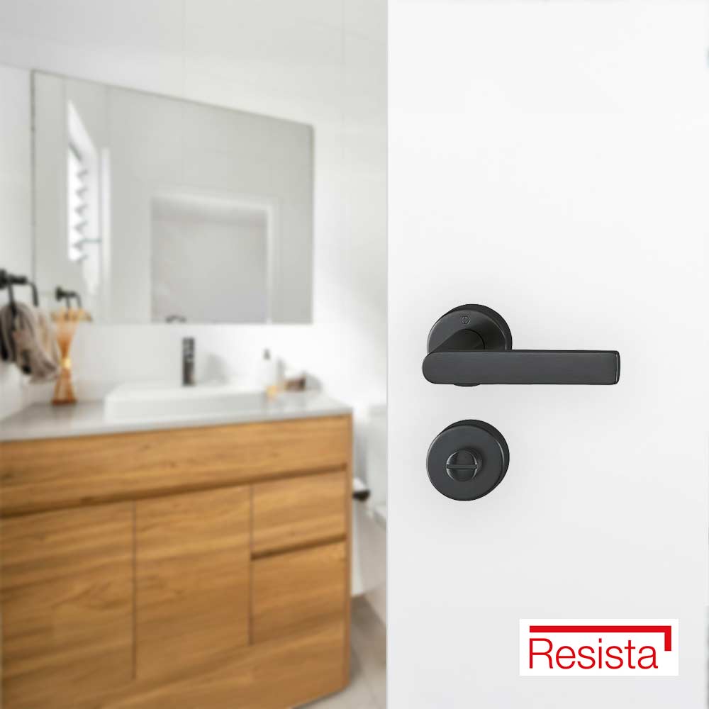 Manijas LOS ANGELES Resista® para baño, para espesor de 38-47mm, acabado negro satinado