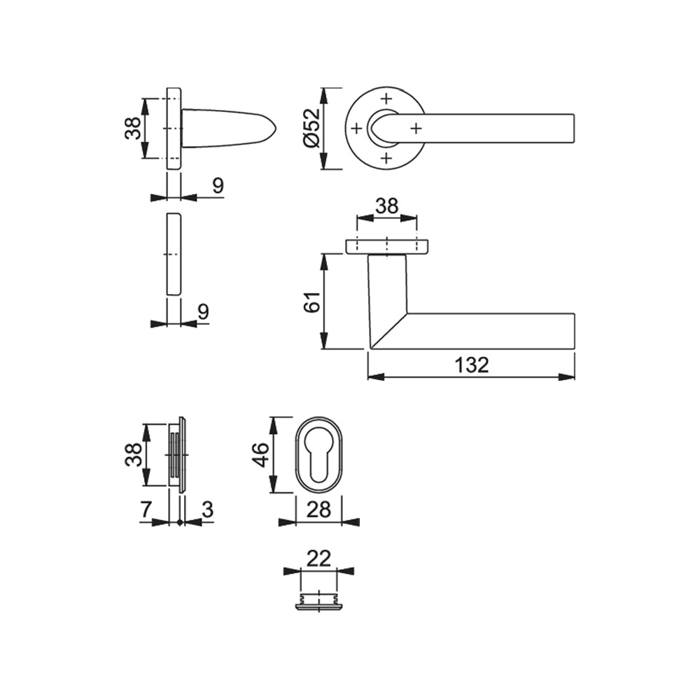 Manija STOCKHOLM para puerta de recámara, acabado acero inoxidable