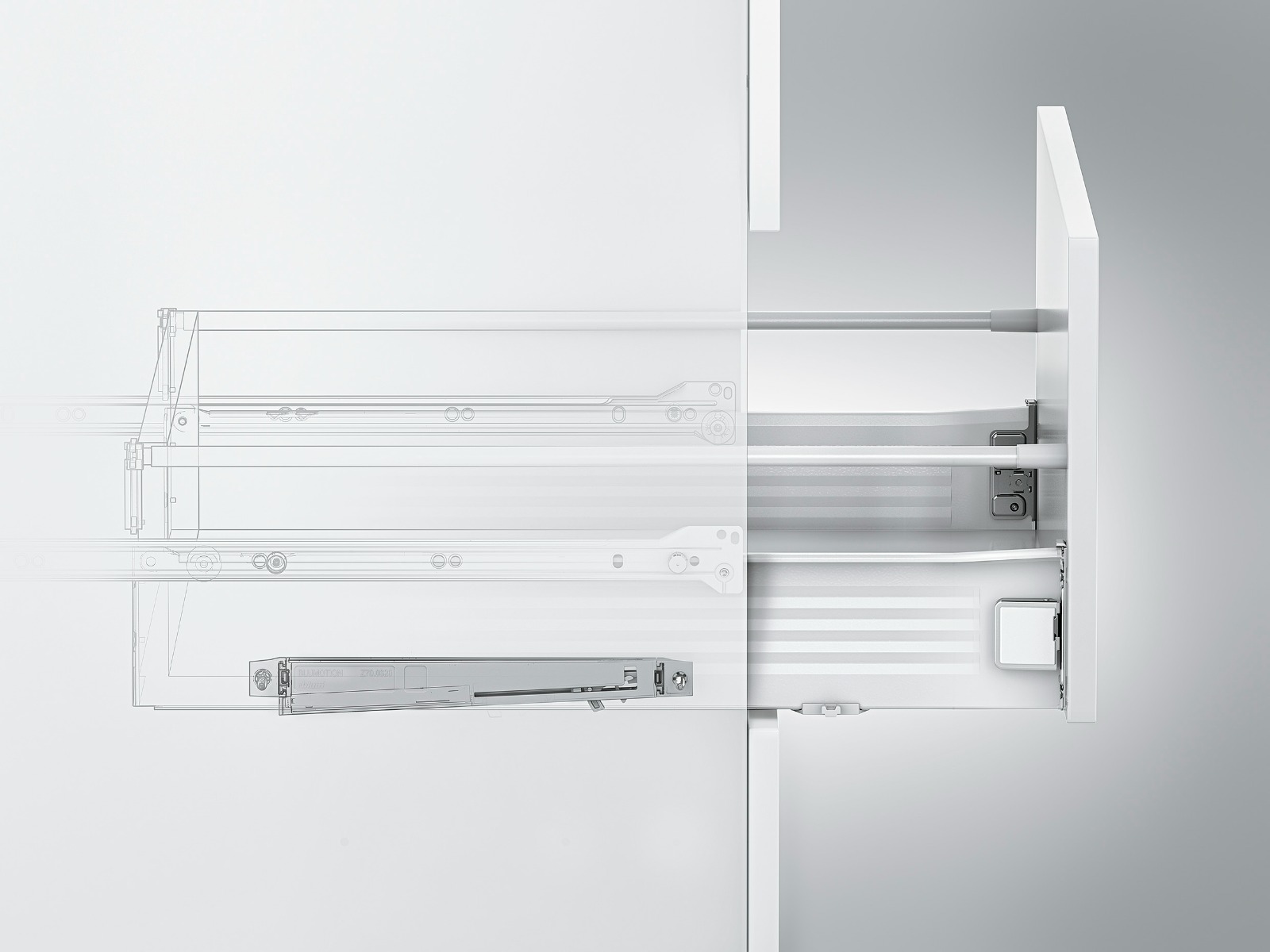 Cajón METABOX con galerías, altura B, color blanco nieve