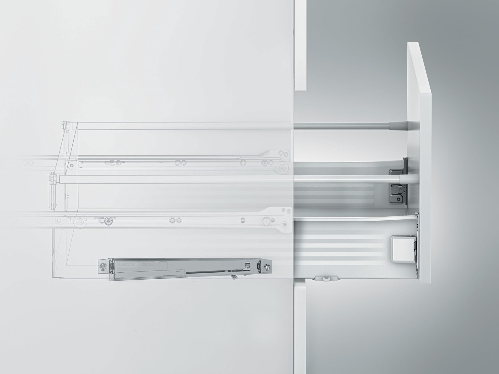 Cajón interno METABOX altura H, color blanco nieve