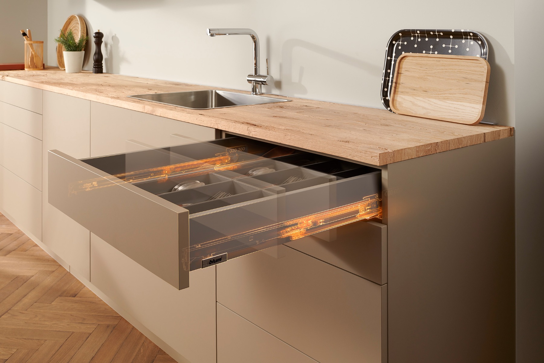 Juego de costados MERIVOBOX, altura M, longitud 500 mm, GRIS INDIUM MATE