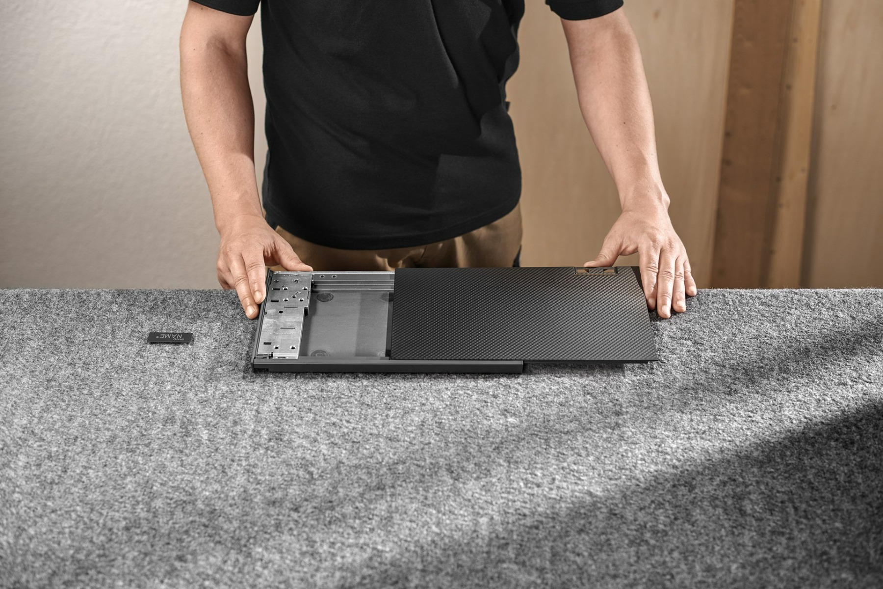 Cajón LEGRABOX altura M, color negro carbón mate con textura