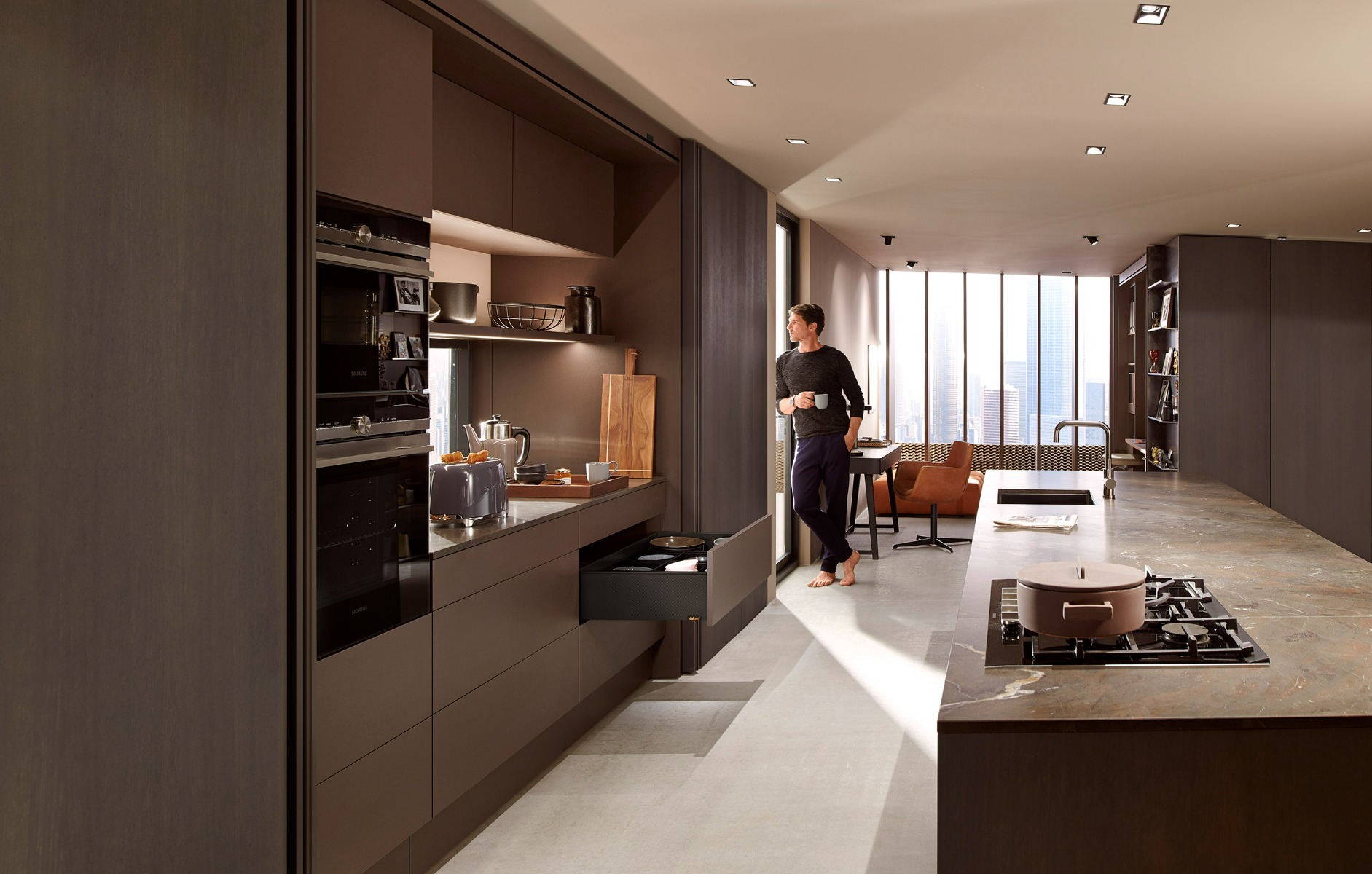 Cajón LEGRABOX altura F, color negro carbón mate con textura