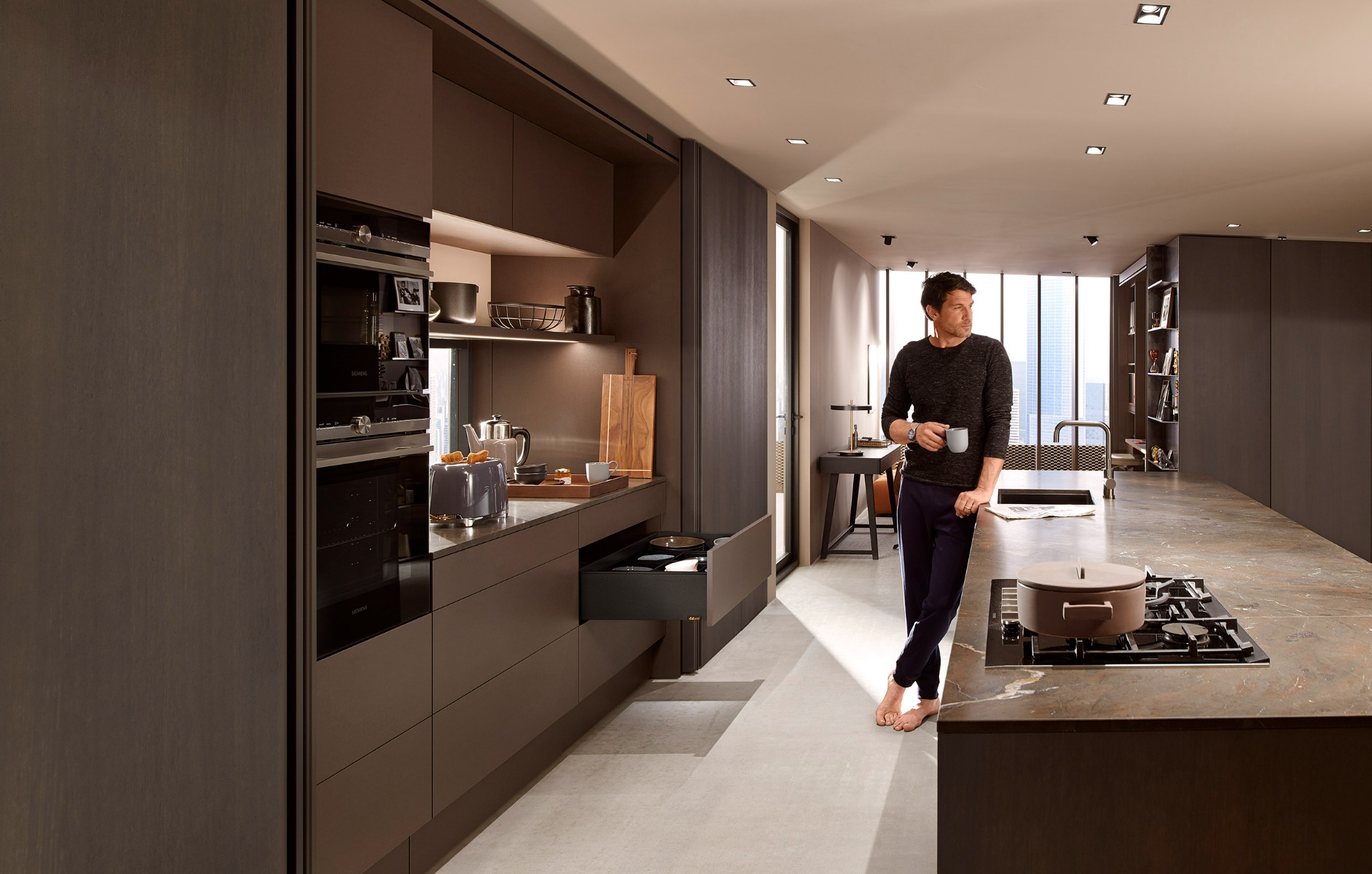 Cajón LEGRABOX altura F, color negro carbón mate con textura