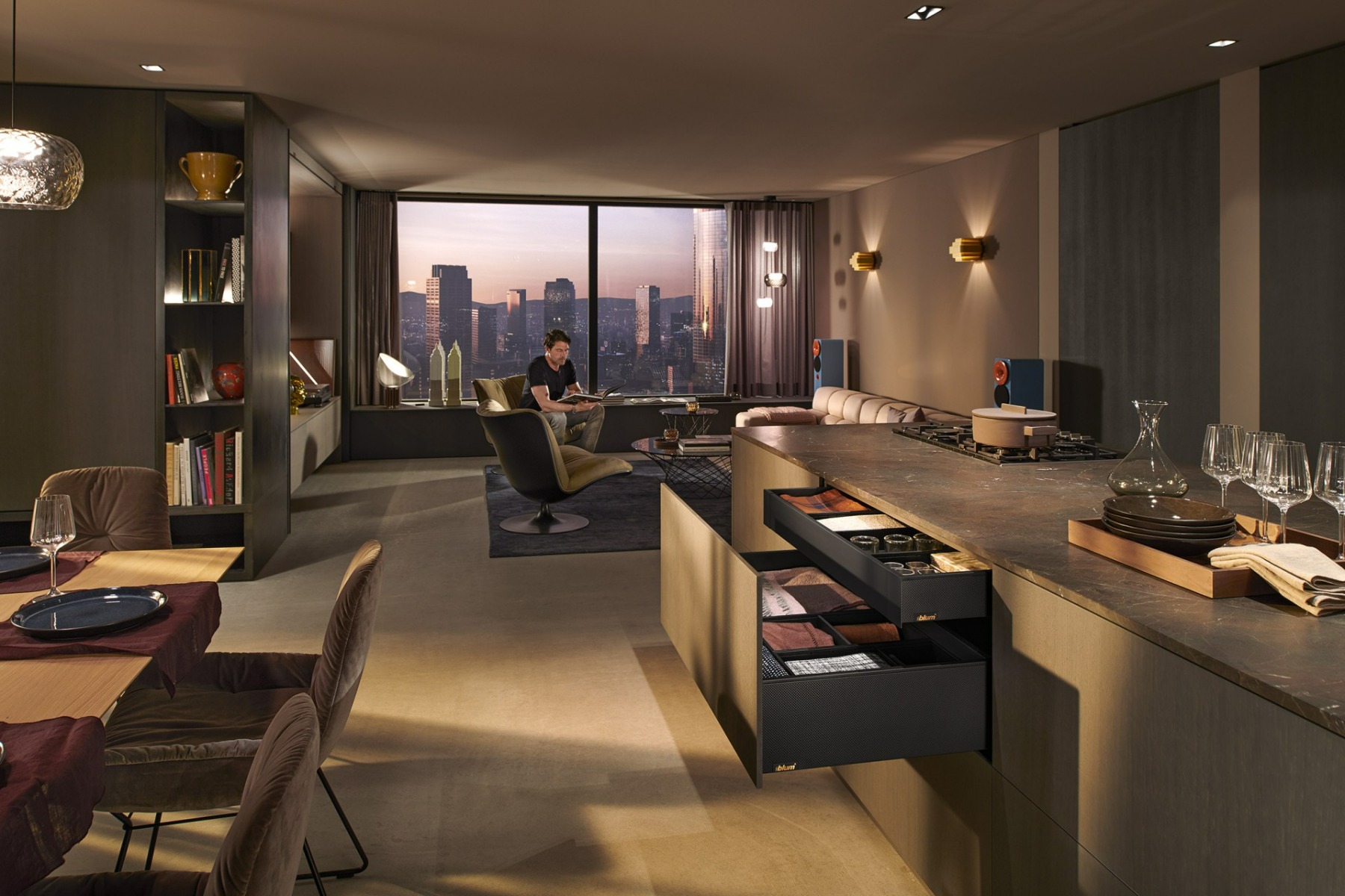 Cajón LEGRABOX altura C, color negro carbón mate con textura