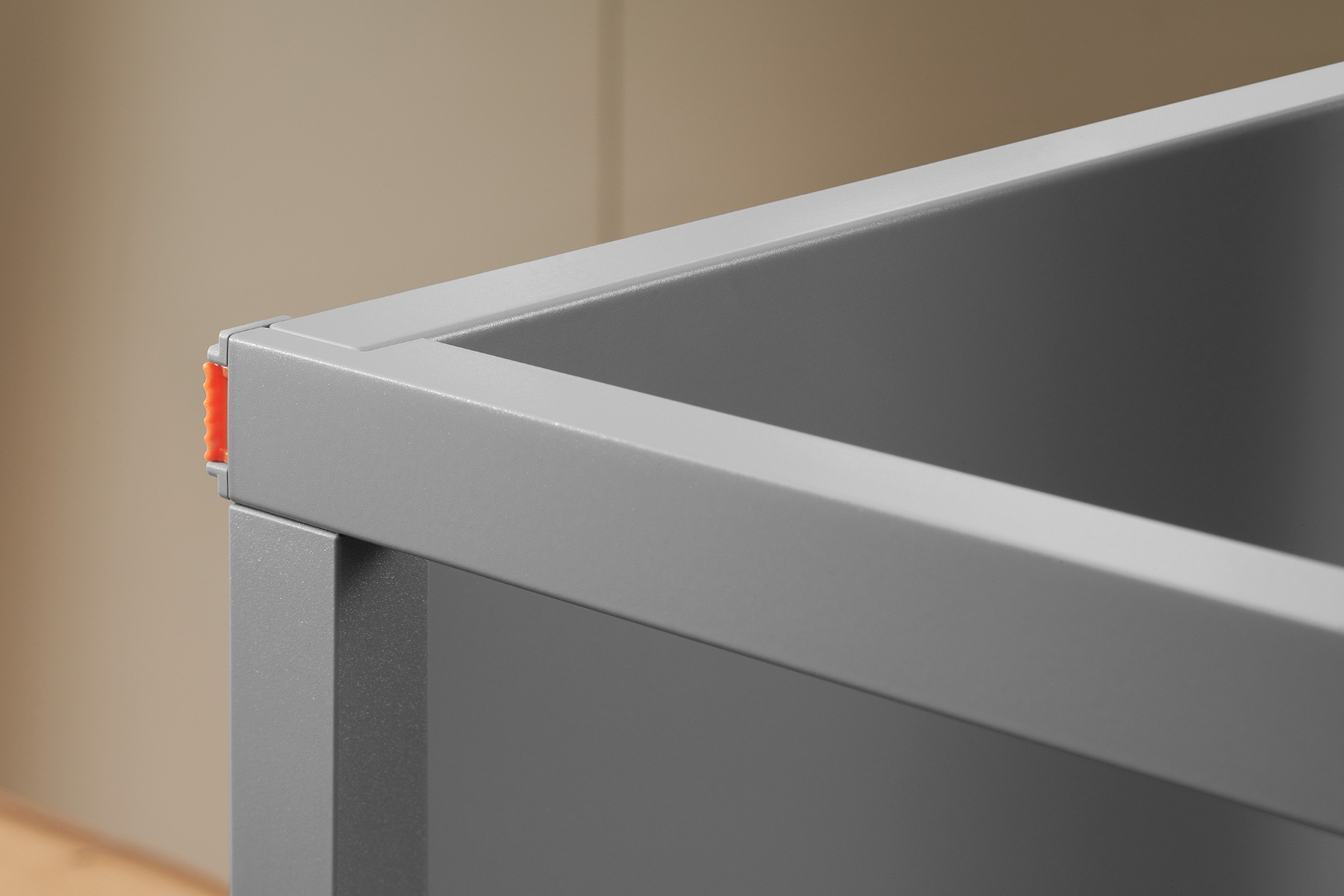 Cajón MERIVOBOX con galería altura E (192 mm), color gris indium mate
