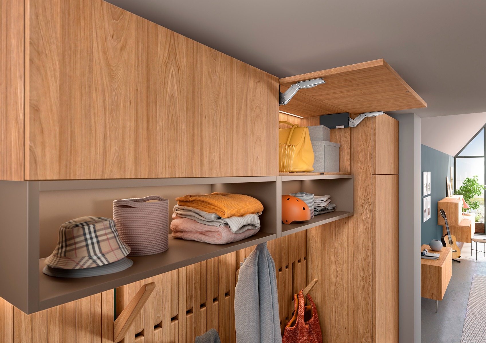 AVENTOS HK top | Sistema abatible para apertura de puerta con cierre suave