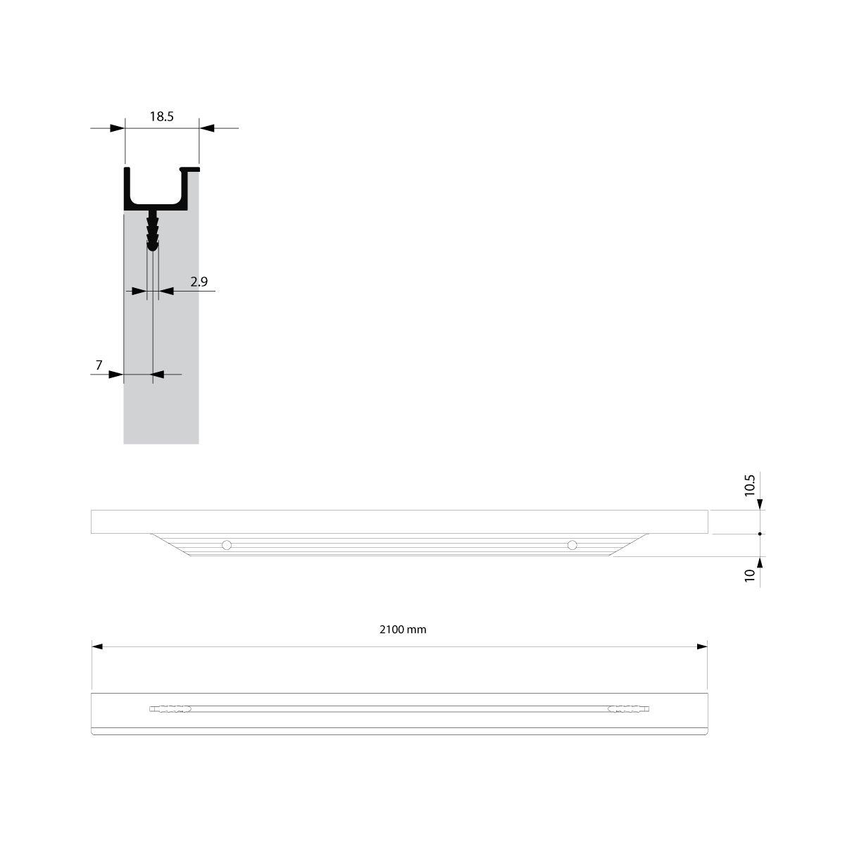 Jaladera de perfil GAIA para corte