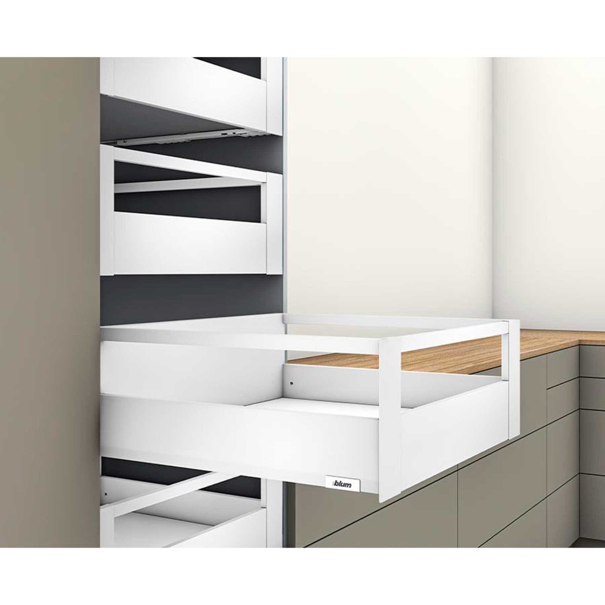 Pieza de galería para frente de cajón interno MERIVOBOX, longitud 1042 mm, blanco seda